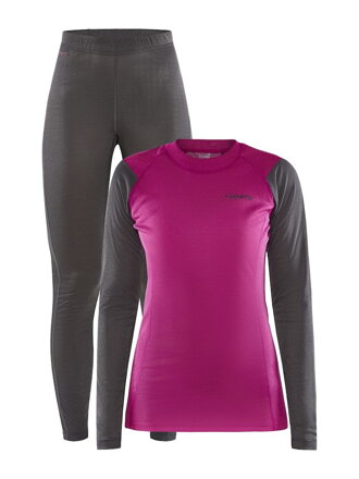 Set CRAFT CORE Warm Baselayer - růžová s vínovou